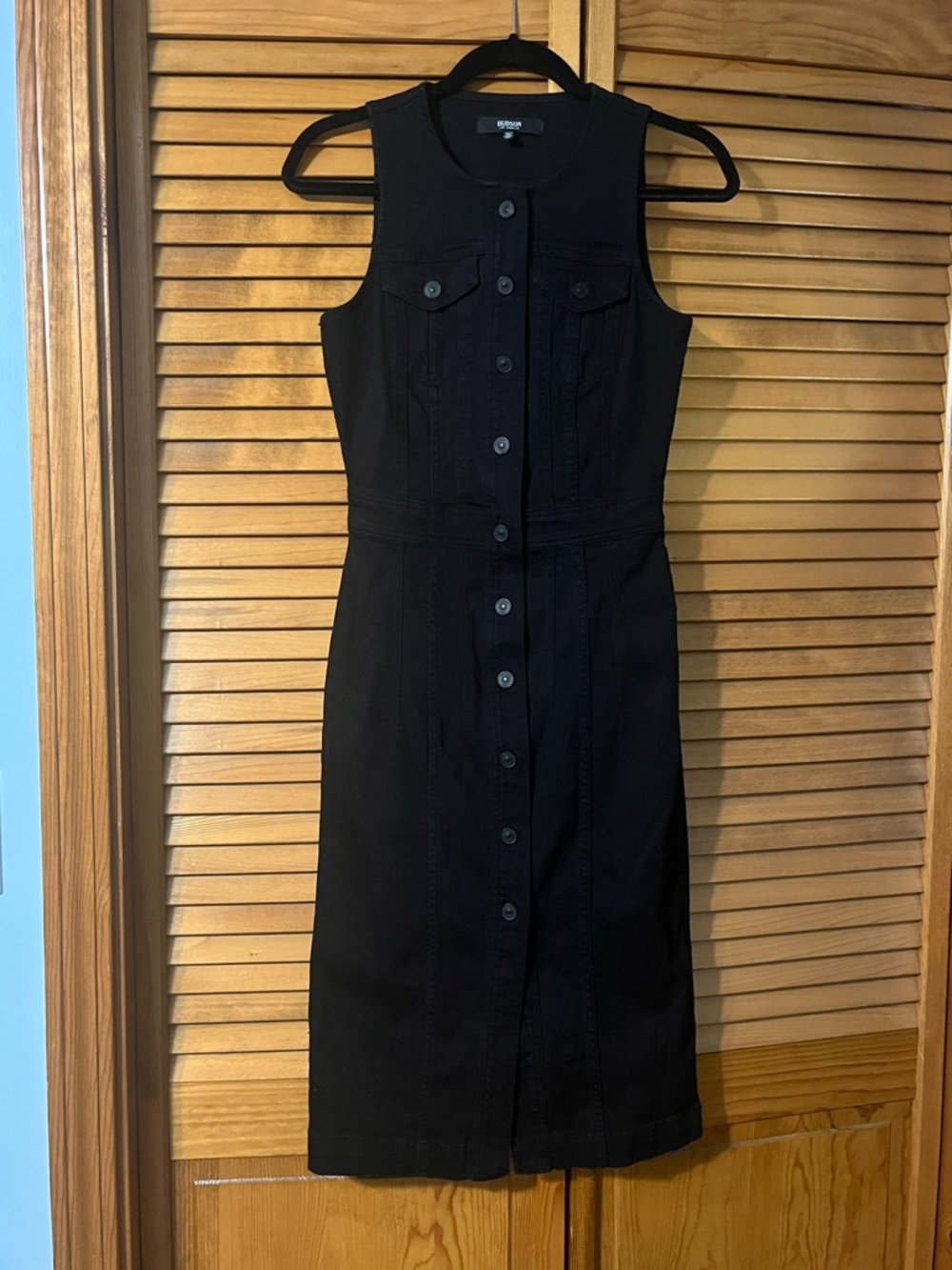 Hudson Jeans Black Sleeveless Jean Button-Front Midi Dress